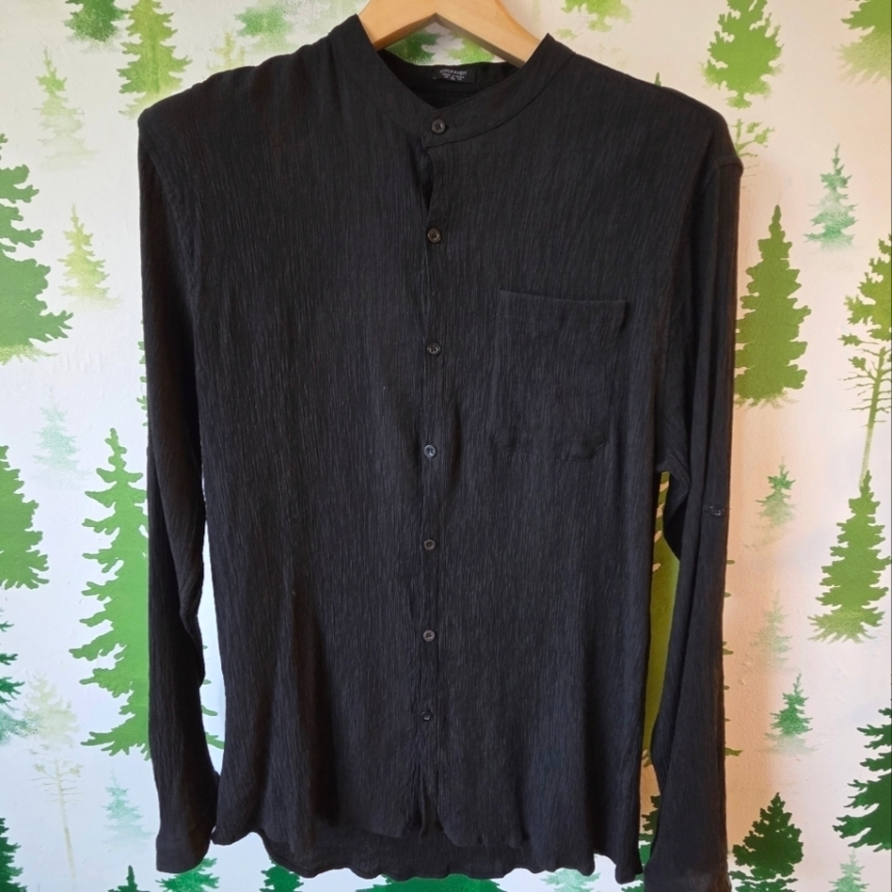 Coofandy Black Button-Down Textured Shirt